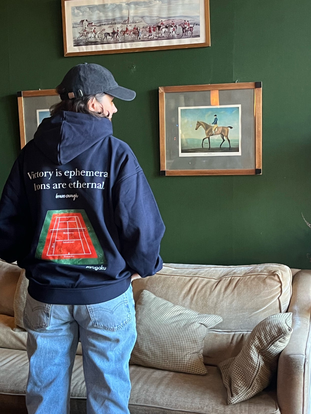 NAVY SARUGAKU BLUE TENNIS SWEATSHIRT